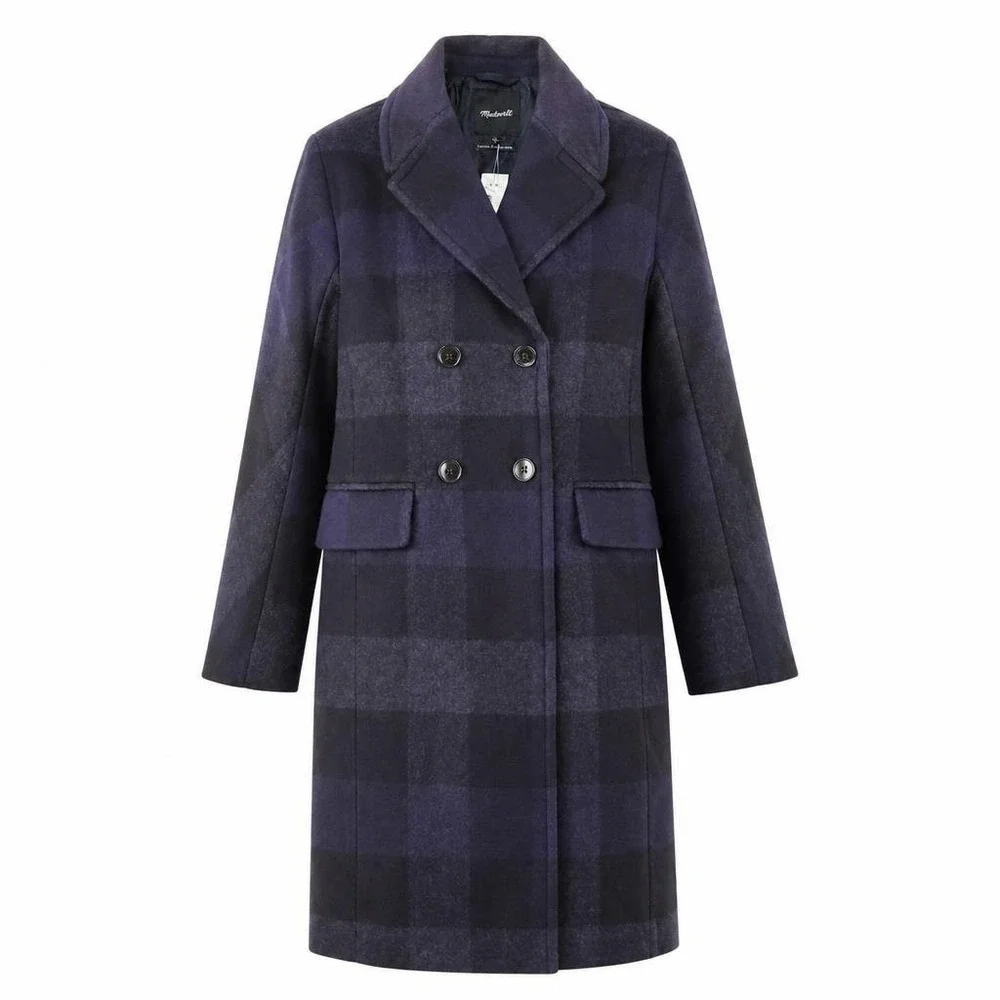 Madewell Coat Womens 6 The Gianna Plaid Insuluxe Overcoat Trench Wool Cashmere